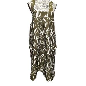 Topshop Overall Dress Leaf Print Green White Size 10 Garden Fairy Boho Hipster